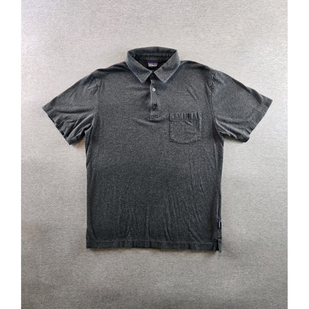 Patagonia Squeaky Clean Polo Mens Small Grey‎ Heathered Short Sleeve Stretch